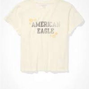 American Eagle Outfitters Cream Graphic Tee